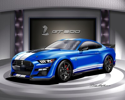 2020-2022 Shelby GT 500 Art Prints by Danny Whitfield | Velocity Blue - Carbon Fiber Option | Car Enthusiast Wall Art - image1